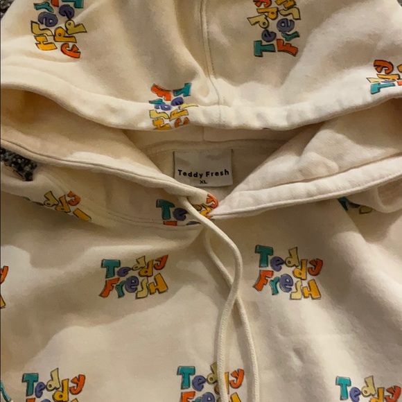 Teddy Fresh Cream Hoodie with Multicolor Teddy Print - Picture 2 of 3